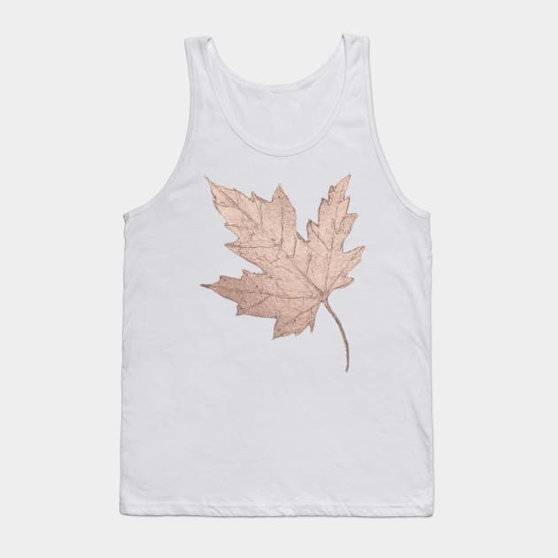 Maple Leaf/Faux Rose Gold Foil Tank Top by PixDezines